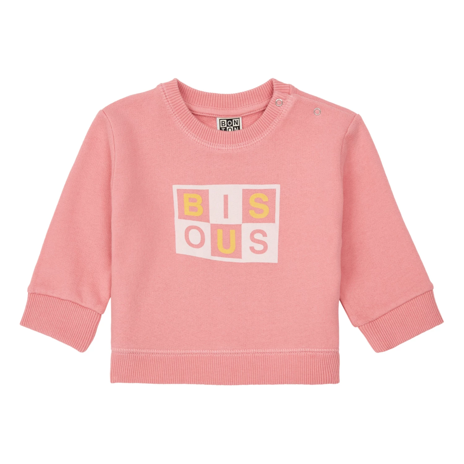 Bisous Organic Cotton Sweatshirt Pink Bonton Fashion Baby 1 Bisous Organic Cotton Sweatshirt Pink Bonton Fashion Baby