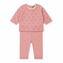 Cotton and Cashmere Openwork Top + Bottoms Pink Bonton Fashion Baby