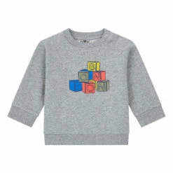 Cubes Organic Cotton Sweatshirt Heather grey Bonton Fashion Baby