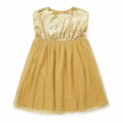 Dalida Tulle and Sequin Dress - Christmas Collection - Gold Bonton Fashion Children
