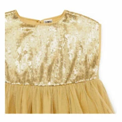 Dalida Tulle and Sequin Dress - Christmas Collection - Gold Bonton Fashion Children -Bonton Best Sales dalida tulle and sequin dress christmas collection gold bonton fashion children 3