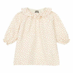 Damour Organic Cotton Muslin Heart Dress Ecru Bonton Fashion Baby