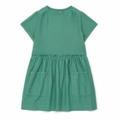 Easy Dual-Material Dress Green Bonton Fashion Children