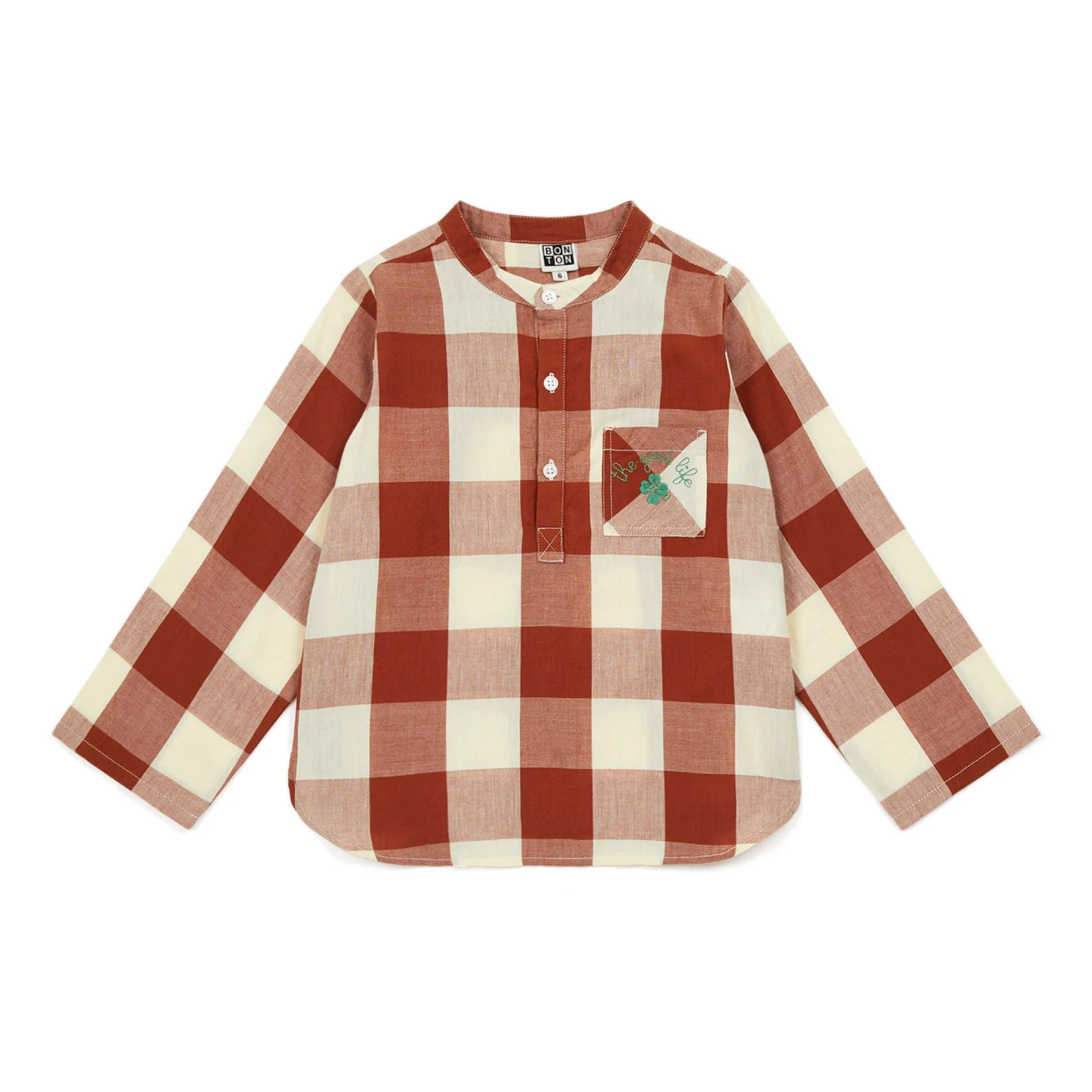 Edgar Checked Kurta Shirt Caramel Bonton Fashion Children 1 Edgar Checked Kurta Shirt Caramel Bonton Fashion Children