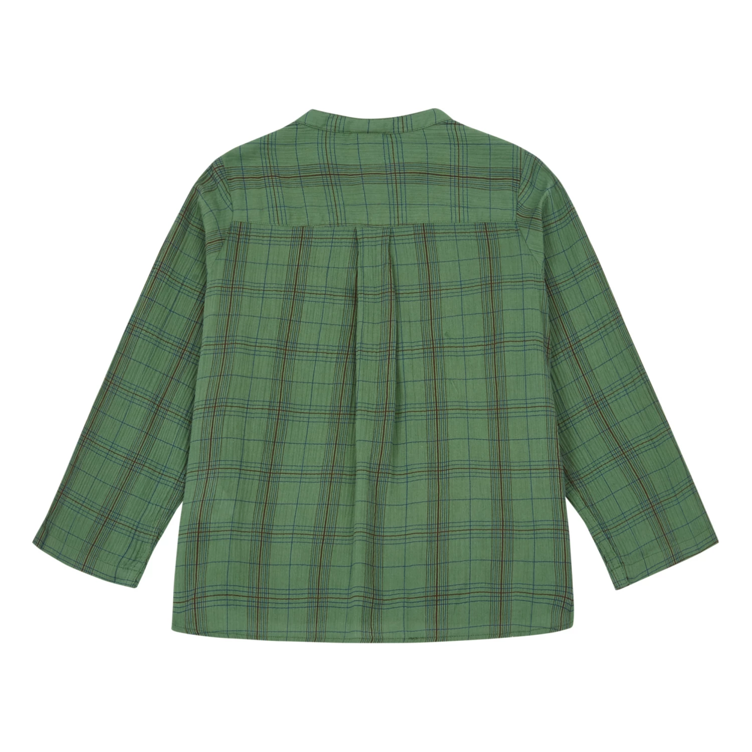 Edgar Checked Organic Cotton Muslin Kurta Shirt Green Bonton Fashion Children 3 Edgar Checked Organic Cotton Muslin Kurta Shirt Green Bonton Fashion Children - Image 3