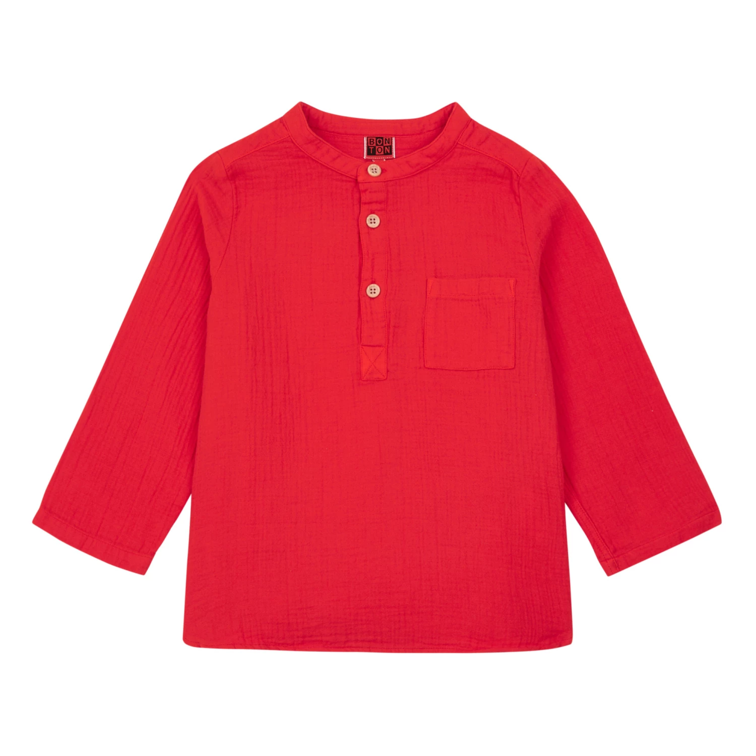 Edgar Organic Cotton Muslin Kurta Shirt Red Bonton Fashion Children 1 Edgar Organic Cotton Muslin Kurta Shirt Red Bonton Fashion Children