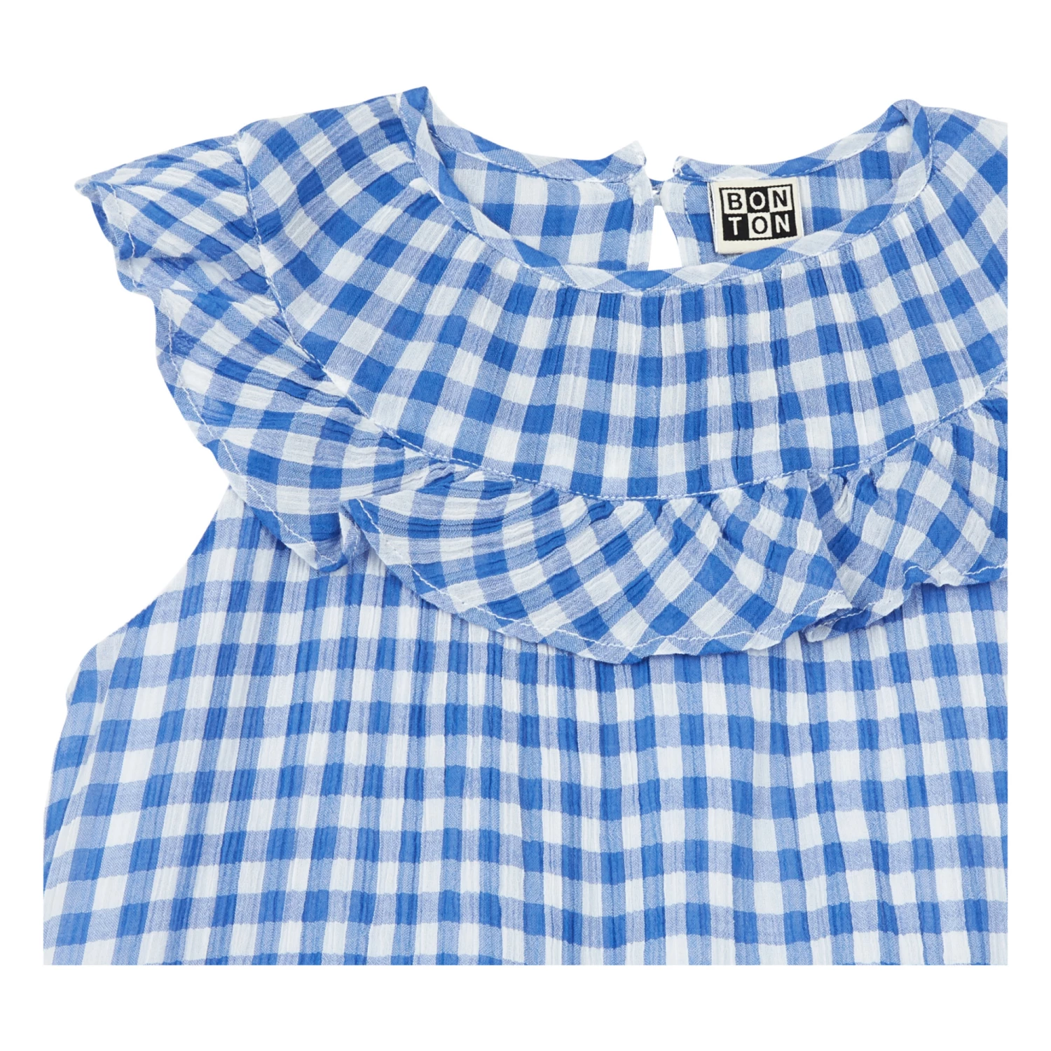 Eglantine Gingham Dress Blue Bonton Fashion Children 2 Eglantine Gingham Dress Blue Bonton Fashion Children - Image 2
