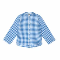 Eloi Gingham Cotton Muslin Shirt Blue Bonton Fashion Children