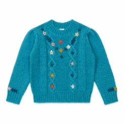 Embroidered Jumper Peacock blue Bonton Fashion Children