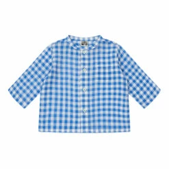 Inter Gingham Cotton Muslin Shirt Blue Bonton Fashion Baby