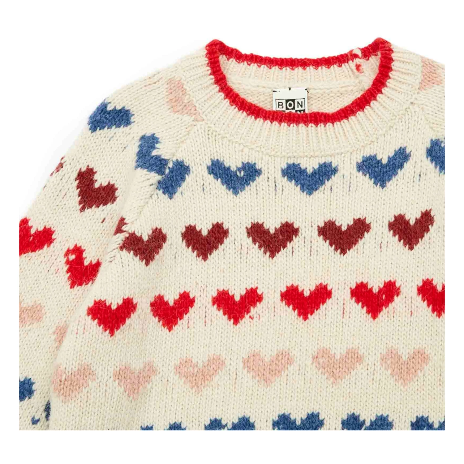 Jacquard Alpaca and Merino Wool Heart: Jumper Ecru Bonton Fashion Children 2 Jacquard Alpaca and Merino Wool Heart: Jumper Ecru Bonton Fashion Children - Image 2