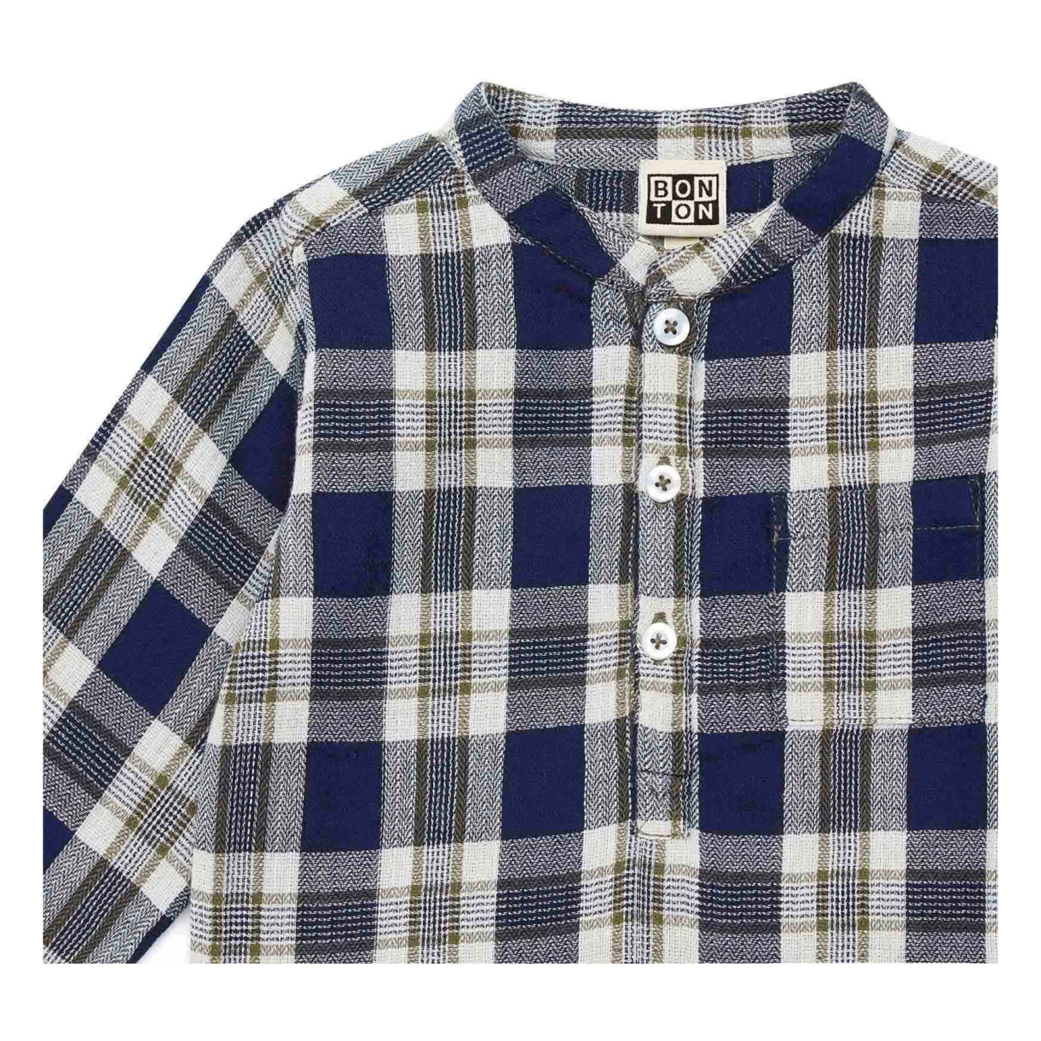 Matt Cotton Muslin Kurta Shirt Navy blue Bonton Fashion Baby 3 Matt Cotton Muslin Kurta Shirt Navy blue Bonton Fashion Baby - Image 3