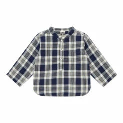 Matt Cotton Muslin Kurta Shirt Navy blue Bonton Fashion Baby