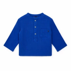 Matt Organic Cotton Muslin Kurta Shirt Blue Bonton Fashion Baby