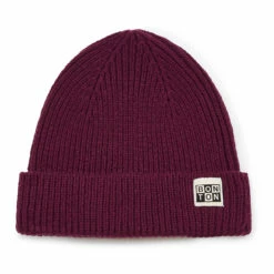 Merino Wool and Cotton Beanie Burgundy Bonton Fashion Children