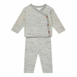 Merino Wool Wrapover Cardigan + Leggings Grey Bonton Fashion Baby