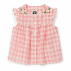 Nico Gingham Blouse Pink Bonton Fashion Baby