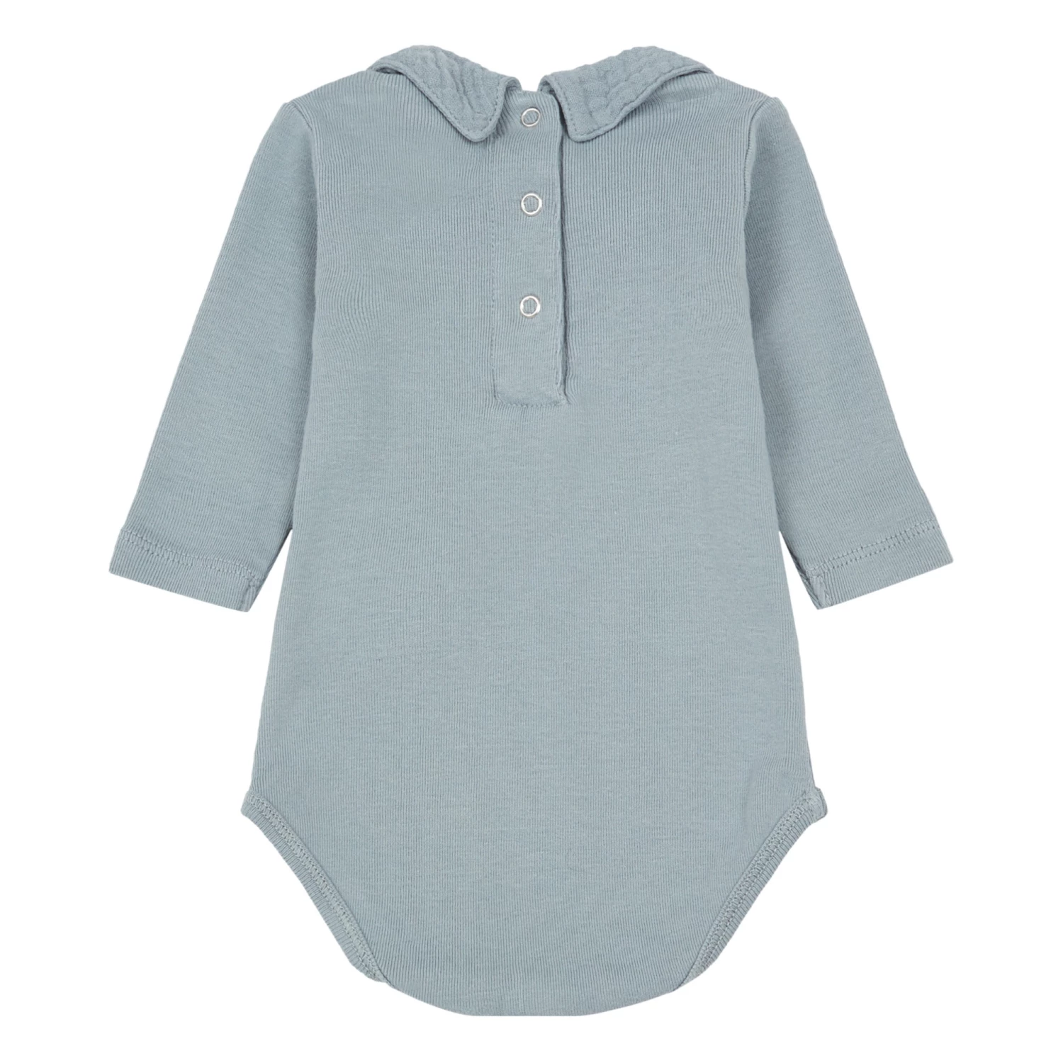 Organic Cotton Baby Bodysuit Blue Bonton Fashion Baby 2 Organic Cotton Baby Bodysuit Blue Bonton Fashion Baby - Image 2