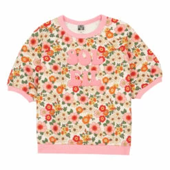 Organic Cotton Flower Sweatshirt Orange Bonton Fashion Children