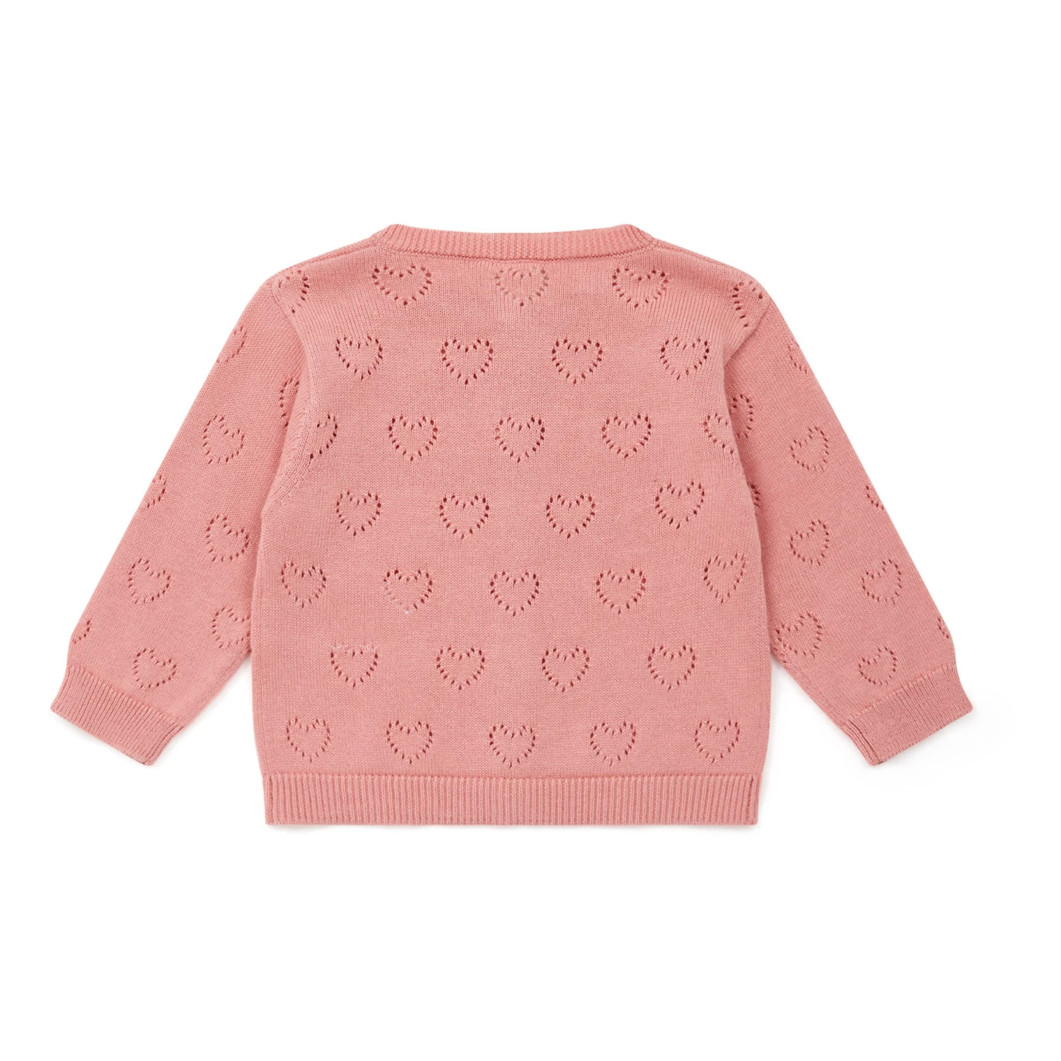 Organic Cotton Openwork Heart Cardigan Pink Bonton Fashion Baby, Children 3 Organic Cotton Openwork Heart Cardigan Pink Bonton Fashion Baby, Children - Image 3