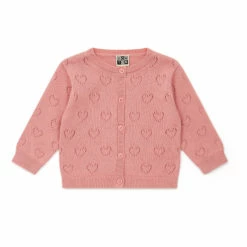 Organic Cotton Openwork Heart Cardigan Pink Bonton Fashion Baby, Children