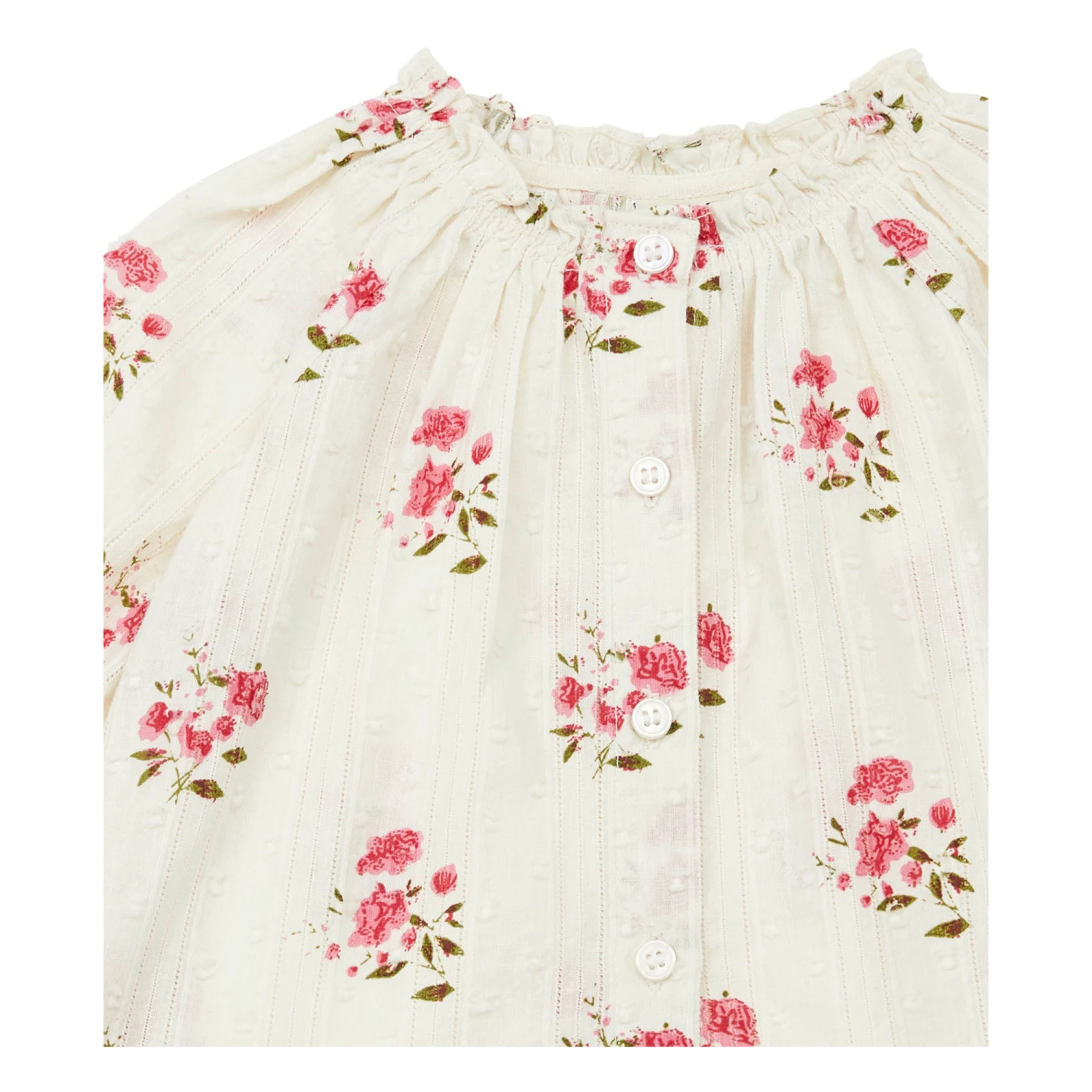 Reina Flower Blouse Ecru Bonton Fashion Baby 2 Reina Flower Blouse Ecru Bonton Fashion Baby - Image 2