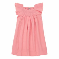 Reveuse Organic Cotton Muslin Dress Pink Bonton Fashion Children