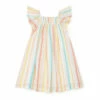 Reveuse Striped Lurex Dress Ecru Bonton Fashion Children