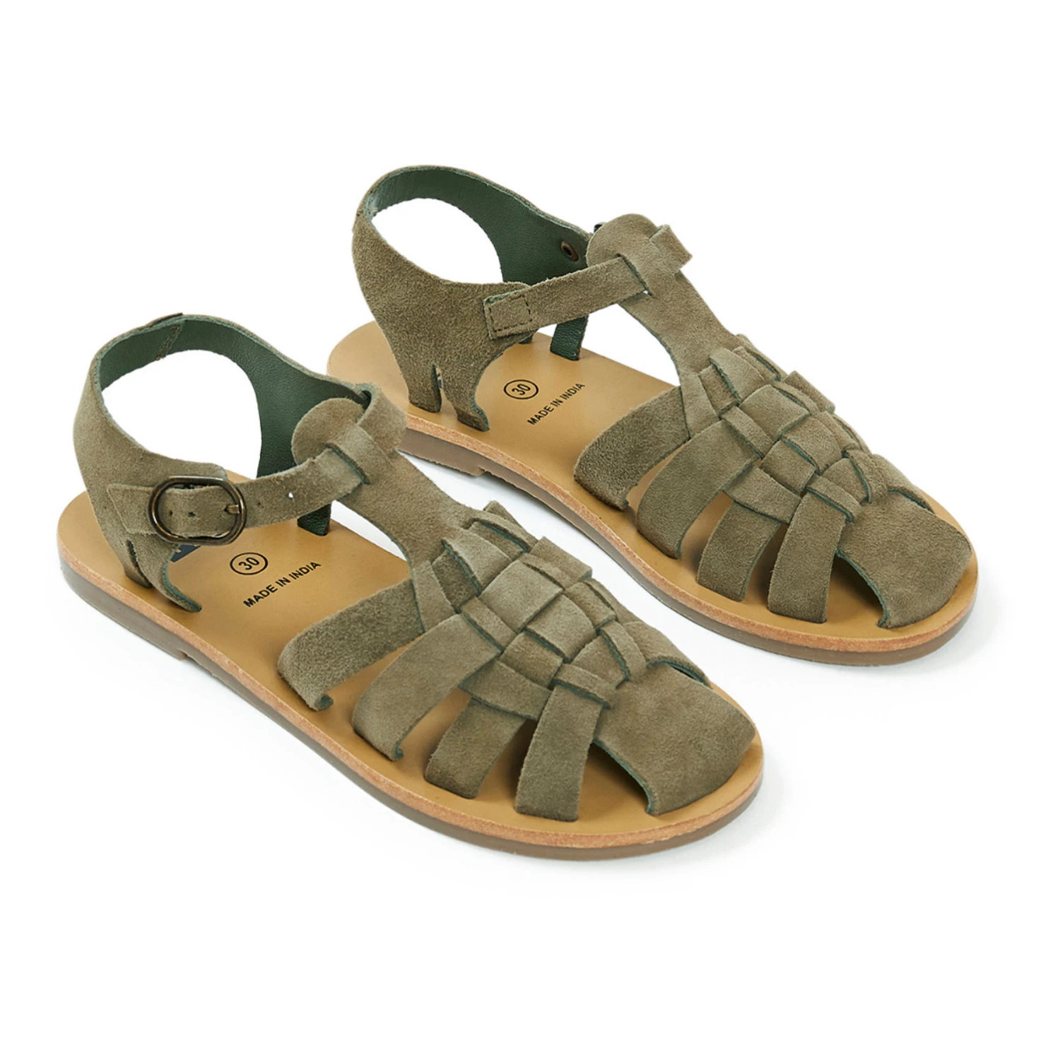 Sanmaikaon Suede Sandals Khaki Bonton Shoes Baby, Children 2 Sanmaikaon Suede Sandals Khaki Bonton Shoes Baby, Children - Image 2