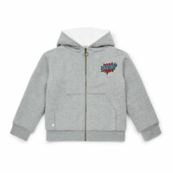 Sherpa-Lined Organic Cotton Zip Hoodie Heather grey Bonton Fashion Children