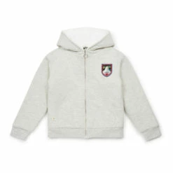 Sherpa-Lined Organic Cotton Zip Hoodie Sand Bonton Fashion Children