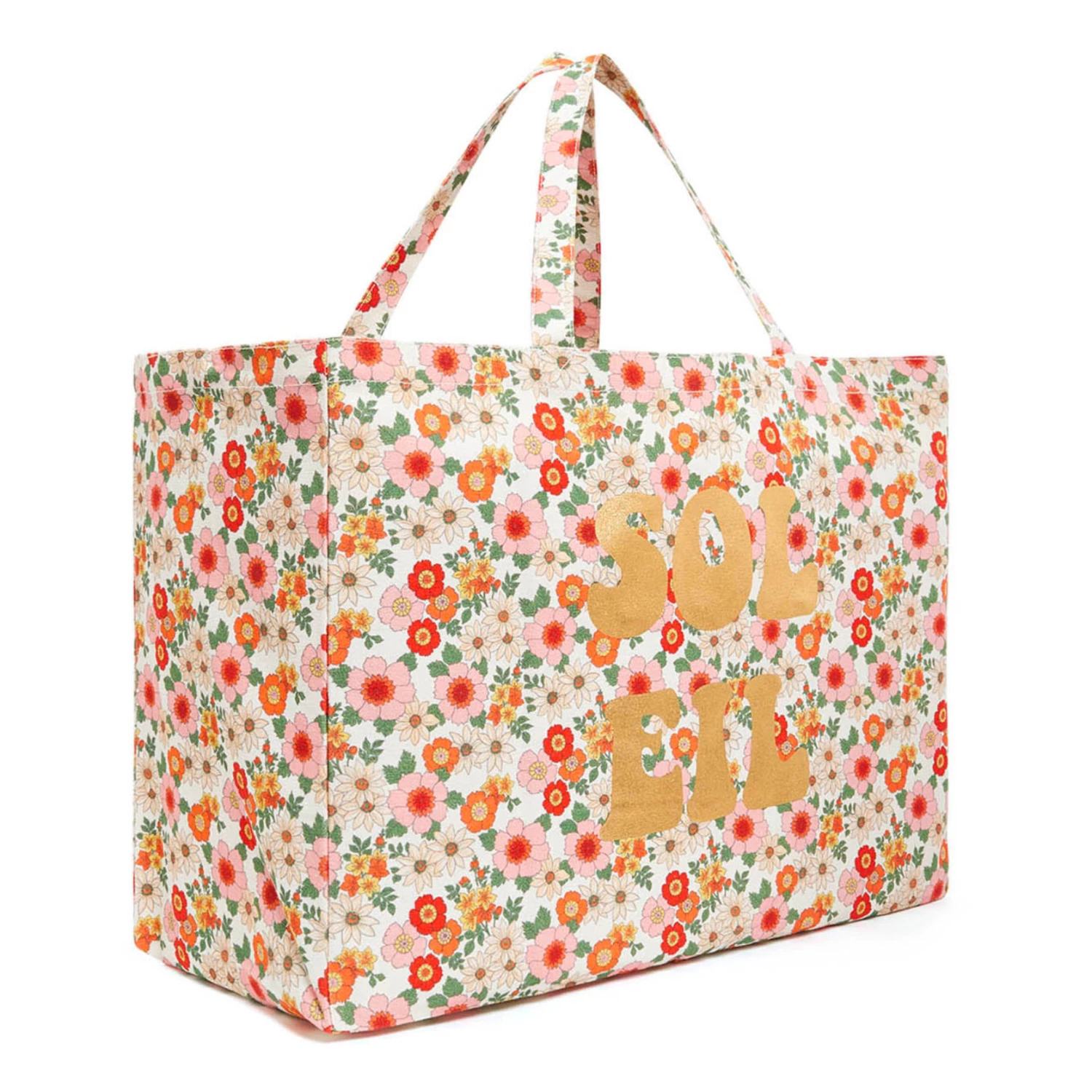 Soleil Floral Tote Bag Orange Bonton Fashion Children 2 Soleil Floral Tote Bag Orange Bonton Fashion Children - Image 2