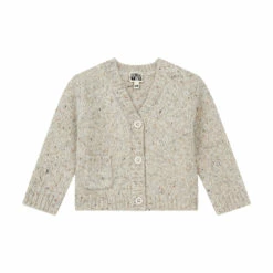 Speckled Woollen Cardigan with Pocket Sand Bonton Fashion Baby