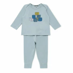 Tambourg Organic Cotton Top & Bottom Set Blue Bonton Fashion Baby