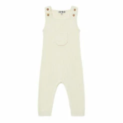 Wool and Minota Cotton Dungarees Ecru Bonton Fashion Baby